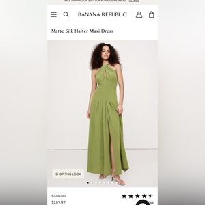 Banana Republic Willow Green Halter Maxi Dress